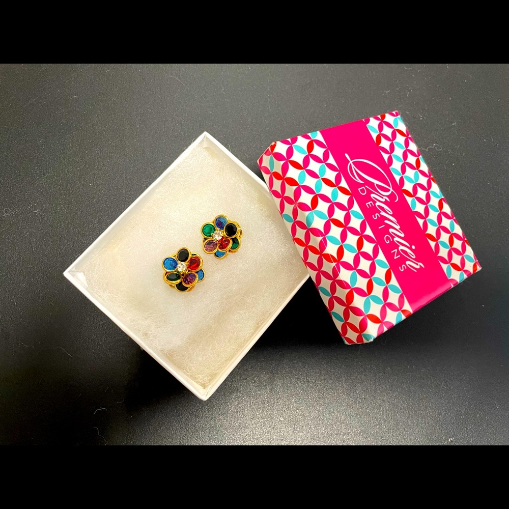 Multi-color rhinestone earrings